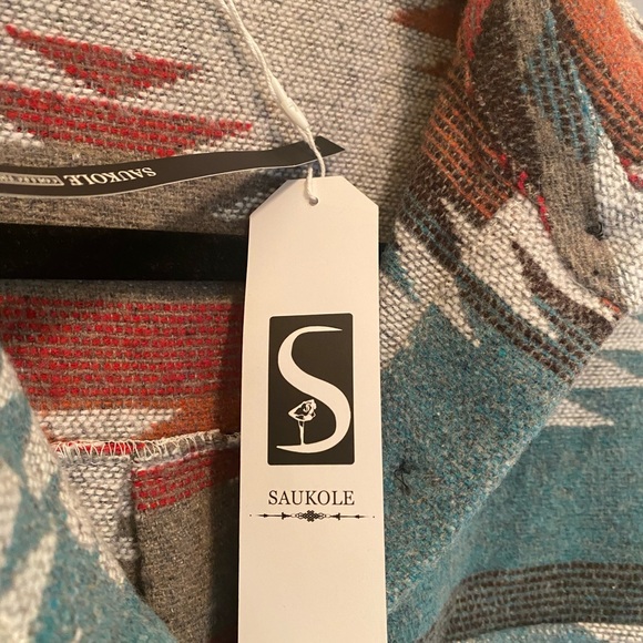 SAUKOLE Vintage Women Aztec Print Button Down Jacket - Picture 2 of 6